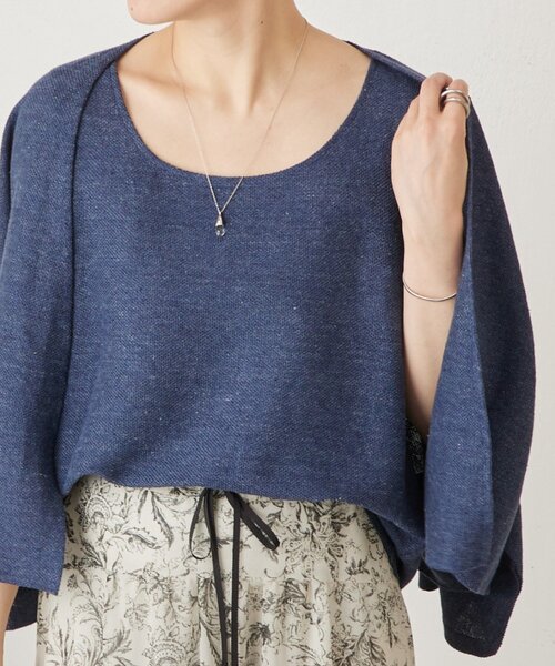 BEARDSLEY（ビアズリー）の「リネンインレイタンクトップ（ニット/セーター・レディース・ベージュ/ネイビー/グレー・FREE）」の3枚目の写真