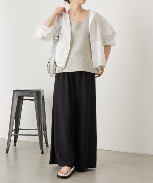 BEARDSLEY（ビアズリー）の「リネンインレイタンクトップ（ニット/セーター・レディース・ベージュ/ネイビー/グレー・FREE）」の6枚目の写真