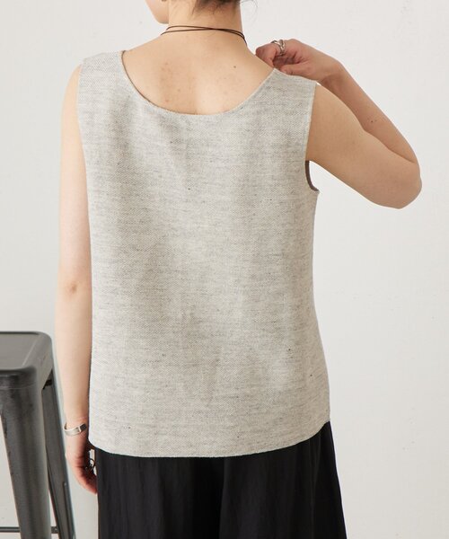 BEARDSLEY（ビアズリー）の「リネンインレイタンクトップ（ニット/セーター・レディース・ベージュ/ネイビー/グレー・FREE）」の10枚目の写真