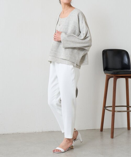 BEARDSLEY（ビアズリー）の「リネンインレイタンクトップ（ニット/セーター・レディース・ベージュ/ネイビー/グレー・FREE）」の11枚目の写真