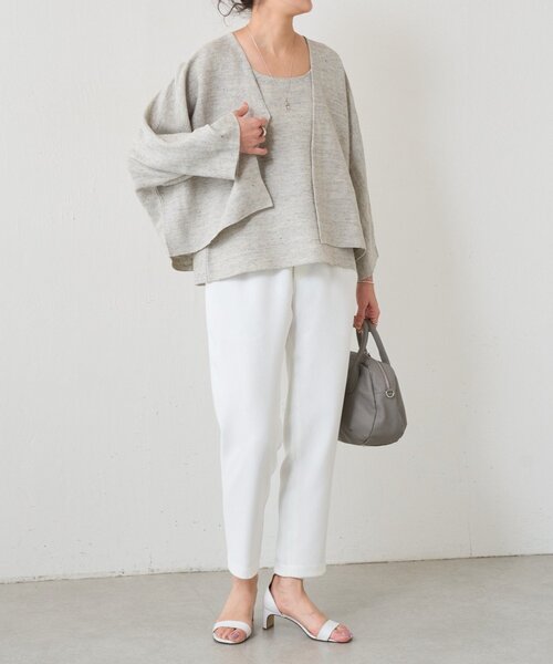 BEARDSLEY（ビアズリー）の「リネンインレイタンクトップ（ニット/セーター・レディース・ベージュ/ネイビー/グレー・FREE）」の12枚目の写真