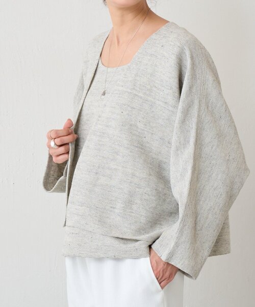 BEARDSLEY（ビアズリー）の「リネンインレイタンクトップ（ニット/セーター・レディース・ベージュ/ネイビー/グレー・FREE）」の13枚目の写真