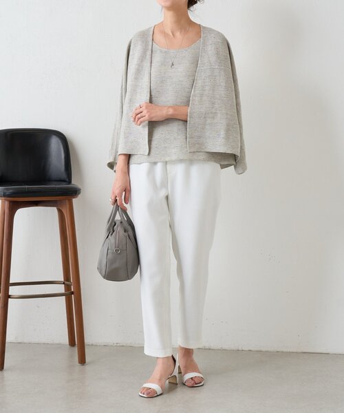 BEARDSLEY（ビアズリー）の「リネンインレイタンクトップ（ニット/セーター・レディース・ベージュ/ネイビー/グレー・FREE）」の15枚目の写真