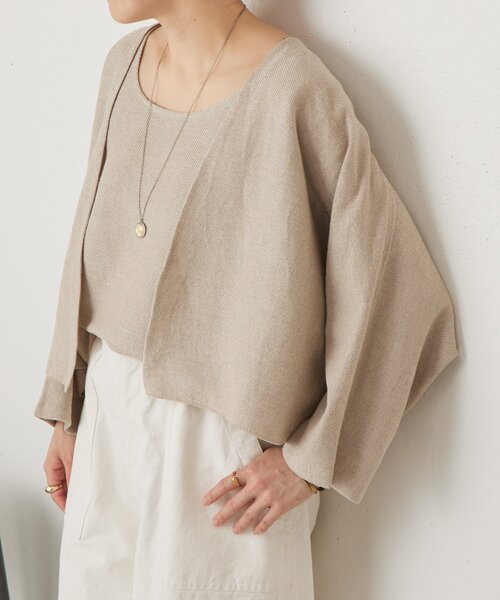 BEARDSLEY（ビアズリー）の「リネンインレイタンクトップ（ニット/セーター・レディース・ベージュ/ネイビー/グレー・FREE）」の19枚目の写真