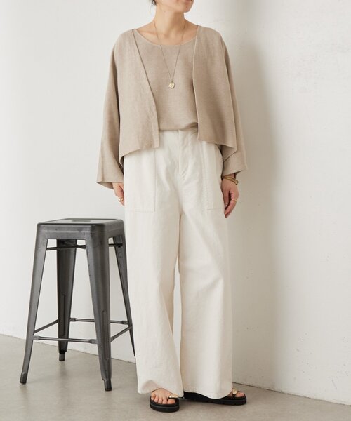 BEARDSLEY（ビアズリー）の「リネンインレイタンクトップ（ニット/セーター・レディース・ベージュ/ネイビー/グレー・FREE）」の20枚目の写真