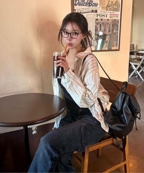 MICANE(ミケーネ)の「クロエストライプシャツ(シャツ/ブラウス・レディース・クリーム/ブラック・X-LARGE/LARGE/MEDIUM/SMALL)」の14枚目の写真