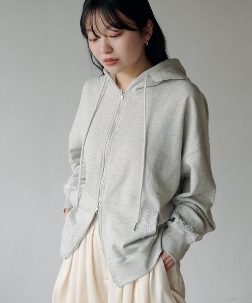 Kastane（カスタネ）の「【セットアップ対応】レーススウェットパーカー（パーカー・レディース・ブラック/ライトグレー・FREE）」の3枚目の写真