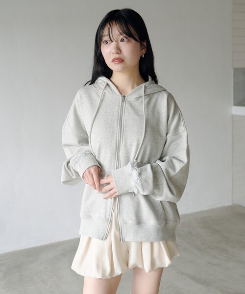 Kastane（カスタネ）の「【セットアップ対応】レーススウェットパーカー（パーカー・レディース・ブラック/ライトグレー・FREE）」の5枚目の写真