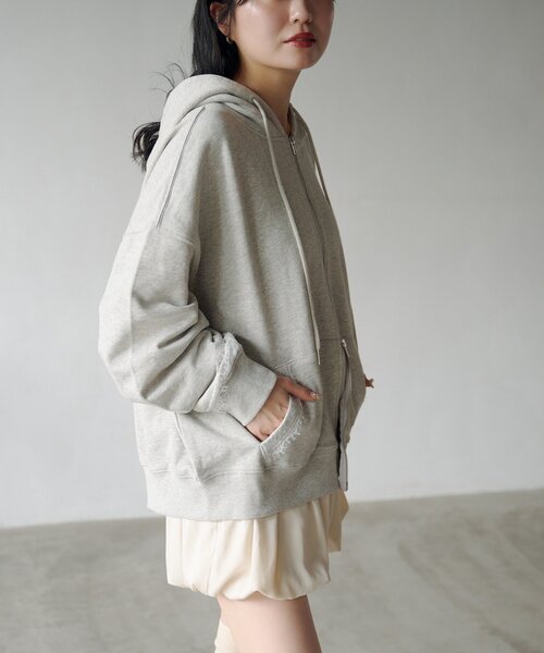 Kastane（カスタネ）の「【セットアップ対応】レーススウェットパーカー（パーカー・レディース・ブラック/ライトグレー・FREE）」の8枚目の写真