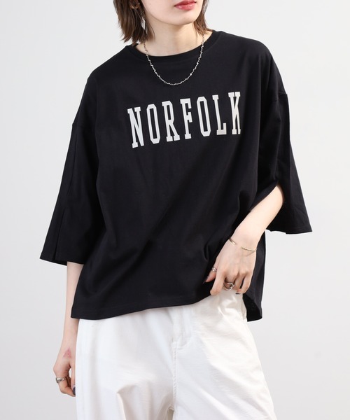 FUNALIVE(ファンアライブ)の「ロゴプリントOE天竺スリットスリーブPO 半端袖(Tシャツ/カットソー・レディース・オフホワイト/ブラック・M-L)」の15枚目の写真