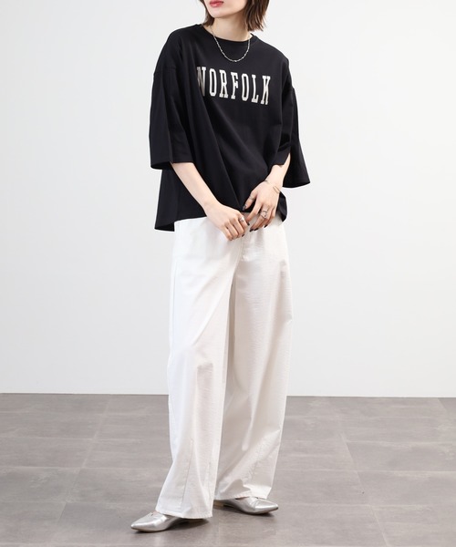 FUNALIVE(ファンアライブ)の「ロゴプリントOE天竺スリットスリーブPO 半端袖(Tシャツ/カットソー・レディース・オフホワイト/ブラック・M-L)」の17枚目の写真