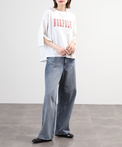 FUNALIVE(ファンアライブ)の「ロゴプリントOE天竺スリットスリーブPO 半端袖(Tシャツ/カットソー・レディース・オフホワイト/ブラック・M-L)」の10枚目の写真