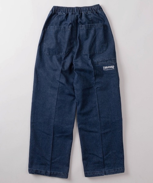 THRASHER(スラッシャー)の「【78】【THRASHER/スラッシャー】ワンポイント刺繍 デニム カツラギ ダブルニー イージーパンツ ピスネーム付き(デニムパンツ・メンズ・ブラック/ワンウォッシュ/グレー/ブルー/オフホワイト/ベージュ・XL/L/M/S)」の8枚目の写真