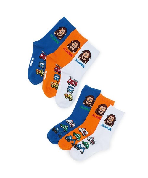 XLARGE KIDS（エクストララージキッズ）の「ファニーゴリラ+働く車 クルーソックス（ソックス/靴下・キッズ・ブルー/オレンジ/ホワイト・19-21cm/17-19cm/15-17cm/13-15cm）」の7枚目の写真
