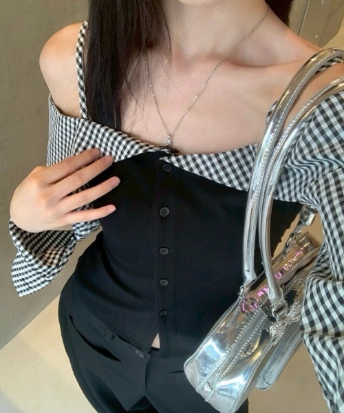 almo（アルモ）の「【LAMPOON】ギンガムドッキングトップス（その他トップス・レディース・ブラック・LARGE/MEDIUM/SMALL）」の3枚目の写真