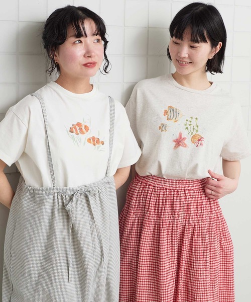 l'atelier du savon（アトリエドサボン）の「_海の生き物　ｸﾚﾖﾝﾌﾟﾘﾝﾄTｼｬﾂ（Tシャツ/カットソー・レディース・アイボリー/ホワイト・FREE）」の3枚目の写真