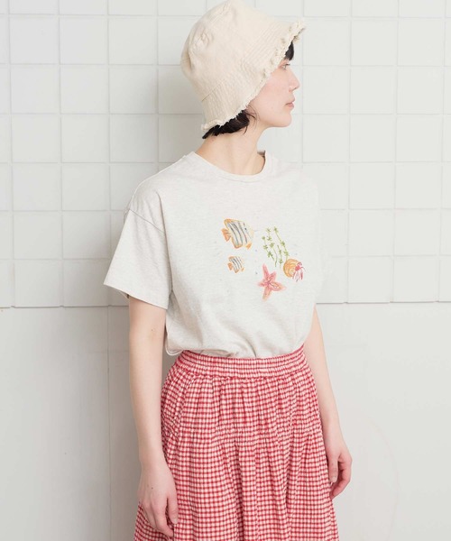 l'atelier du savon（アトリエドサボン）の「_海の生き物　ｸﾚﾖﾝﾌﾟﾘﾝﾄTｼｬﾂ（Tシャツ/カットソー・レディース・アイボリー/ホワイト・FREE）」の6枚目の写真