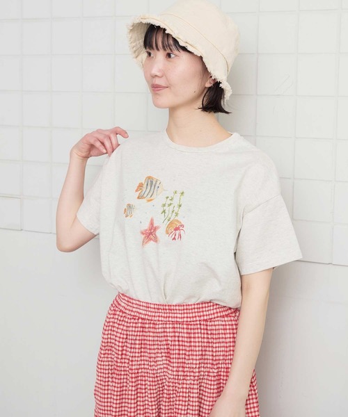 l'atelier du savon（アトリエドサボン）の「_海の生き物　ｸﾚﾖﾝﾌﾟﾘﾝﾄTｼｬﾂ（Tシャツ/カットソー・レディース・アイボリー/ホワイト・FREE）」の9枚目の写真