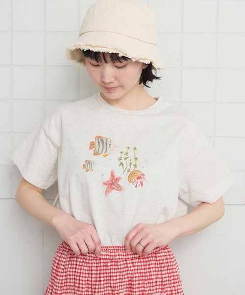 l'atelier du savon（アトリエドサボン）の「_海の生き物　ｸﾚﾖﾝﾌﾟﾘﾝﾄTｼｬﾂ（Tシャツ/カットソー・レディース・アイボリー/ホワイト・FREE）」の13枚目の写真