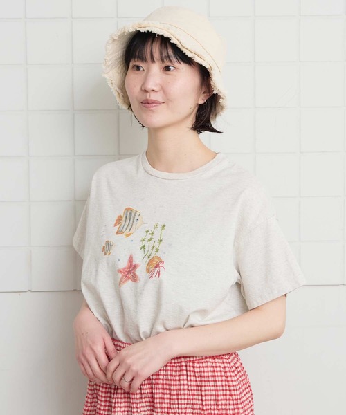 l'atelier du savon（アトリエドサボン）の「_海の生き物　ｸﾚﾖﾝﾌﾟﾘﾝﾄTｼｬﾂ（Tシャツ/カットソー・レディース・アイボリー/ホワイト・FREE）」の11枚目の写真