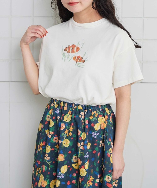 l'atelier du savon（アトリエドサボン）の「_海の生き物　ｸﾚﾖﾝﾌﾟﾘﾝﾄTｼｬﾂ（Tシャツ/カットソー・レディース・アイボリー/ホワイト・FREE）」の21枚目の写真