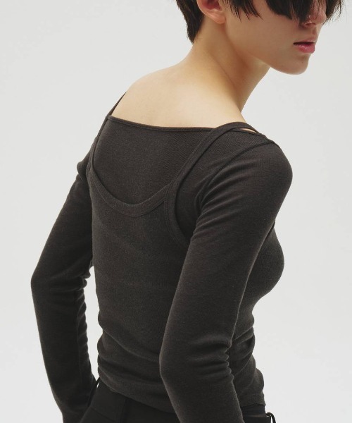 TODAYFUL（トゥデイフル）の「TODAYFUL　Soft Fraice Camisole ソフトフライスキャミソール/12610630（キャミソール・レディース・スミクロ/グレー/アイボリー・ONE SIZE）」の11枚目の写真