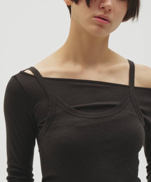 TODAYFUL（トゥデイフル）の「TODAYFUL　Soft Fraice Camisole ソフトフライスキャミソール/12610630（キャミソール・レディース・スミクロ/グレー/アイボリー・ONE SIZE）」の12枚目の写真