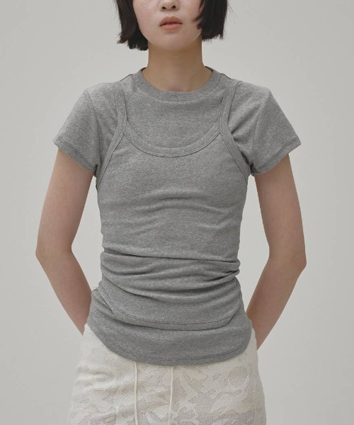 TODAYFUL（トゥデイフル）の「TODAYFUL　Soft Fraice Camisole ソフトフライスキャミソール/12610630（キャミソール・レディース・スミクロ/グレー/アイボリー・ONE SIZE）」の8枚目の写真