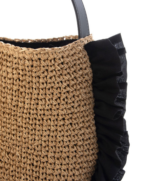 cache cache(カシュ カシュ)の「カシュカシュ cachecache / サイドフリルワンンハンドルトート カゴバッグ(かごバッグ・レディース・ブラウン/ブラック/グレー/ブルー・FREE)」の9枚目の写真