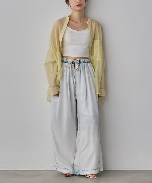 hunch(ハンチ)の「テンセルデニム ワイドパンツ(デニムパンツ・レディース・ライトインディゴブルー/ホワイト系その他/ブルー・FREE)」の4枚目の写真