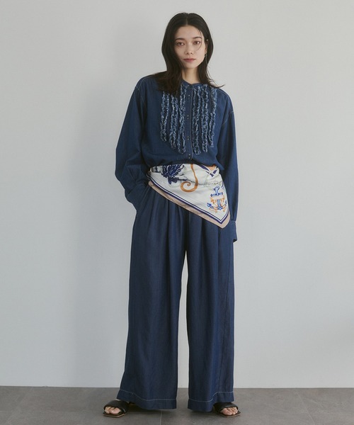 hunch(ハンチ)の「テンセルデニム ワイドパンツ(デニムパンツ・レディース・ライトインディゴブルー/ホワイト系その他/ブルー・FREE)」の14枚目の写真