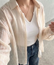 Megil（メギル）の「シアーチェックオーバーサイズシャツ（シャツ/ブラウス）」