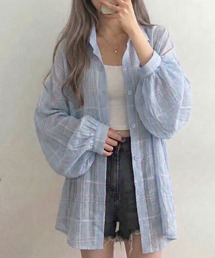 Megil（メギル）の「シアーチェックオーバーサイズシャツ（シャツ/ブラウス）」