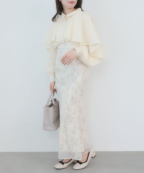 MAJESTIC LEGON（マジェスティックレゴン）の「シアーレイヤードフラワースカート（スカート・レディース・グレー系その他/ホワイト系その他2/ピンク系その他2・MEDIUM）」の5枚目の写真