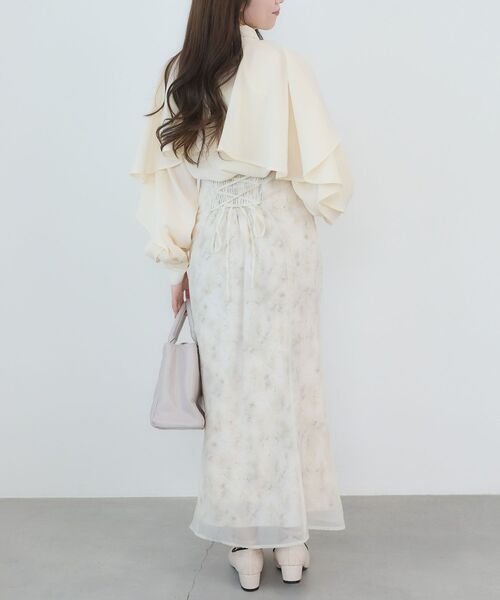 MAJESTIC LEGON（マジェスティックレゴン）の「シアーレイヤードフラワースカート（スカート・レディース・グレー系その他/ホワイト系その他2/ピンク系その他2・MEDIUM）」の6枚目の写真