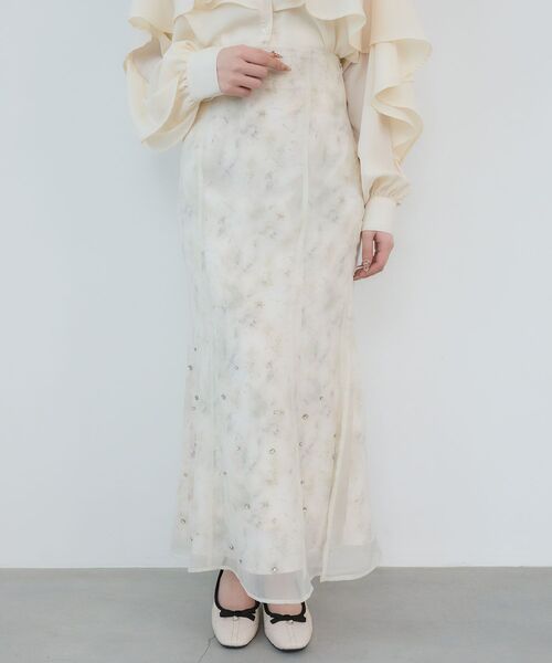 MAJESTIC LEGON（マジェスティックレゴン）の「シアーレイヤードフラワースカート（スカート・レディース・グレー系その他/ホワイト系その他2/ピンク系その他2・MEDIUM）」の7枚目の写真