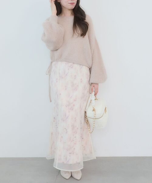 MAJESTIC LEGON（マジェスティックレゴン）の「シアーレイヤードフラワースカート（スカート・レディース・グレー系その他/ホワイト系その他2/ピンク系その他2・MEDIUM）」の9枚目の写真