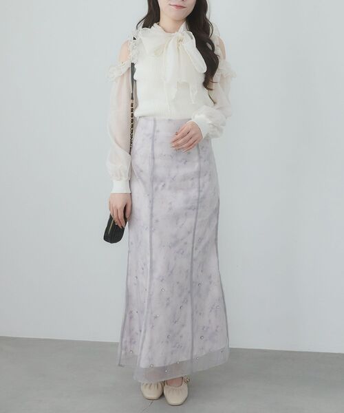 MAJESTIC LEGON（マジェスティックレゴン）の「シアーレイヤードフラワースカート（スカート・レディース・グレー系その他/ホワイト系その他2/ピンク系その他2・MEDIUM）」の13枚目の写真