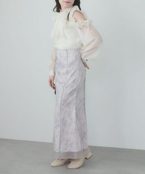 MAJESTIC LEGON（マジェスティックレゴン）の「シアーレイヤードフラワースカート（スカート・レディース・グレー系その他/ホワイト系その他2/ピンク系その他2・MEDIUM）」の14枚目の写真