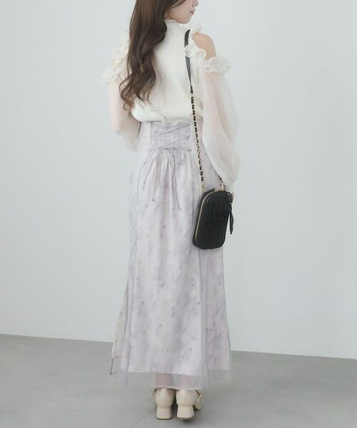 MAJESTIC LEGON（マジェスティックレゴン）の「シアーレイヤードフラワースカート（スカート・レディース・グレー系その他/ホワイト系その他2/ピンク系その他2・MEDIUM）」の15枚目の写真