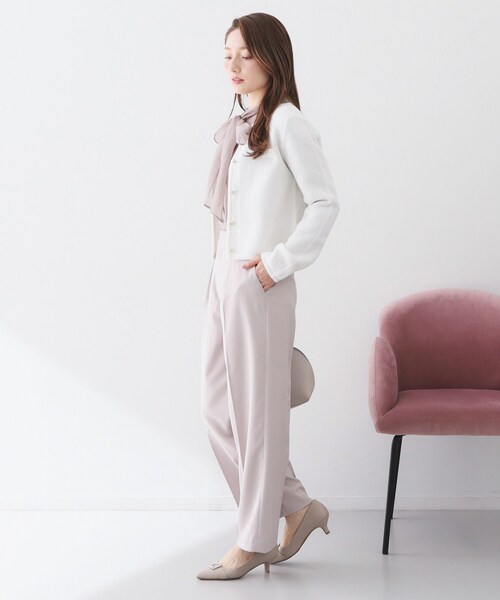 index(インデックス)の「ラメリリーボクシーショートカーディガン【洗濯機OK】(カーディガン/ボレロ・レディース・オフホワイト/チャコールグレー/ブルー系7/ピンク・36/38/40/42)」の5枚目の写真