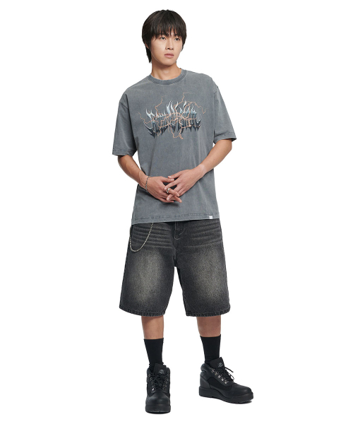 NOMANUAL（NOMANUAL）の「LIGHTNING RAW VISION T-SHIRT - WASHED CHARCOAL（Tシャツ/カットソー・レディース・その他・LARGE/SMALL/MEDIUM/X-LARGE）」の3枚目の写真