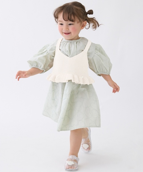 petit main（プティマイン）の「【リンク】レースワンピースビスチェセット（ワンピース・キッズ・ライトピンク/黄緑系・80ｃｍ/100cm/110cm/120cm/90cm/130cm）」の15枚目の写真