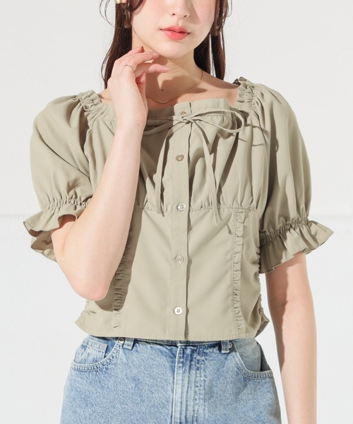 Honeys（ハニーズ）の「オフショル２ｗａｙブラウス（シャツ/ブラウス・レディース・ピンク/アイボリー系1/カーキ/ホワイト系その他2・S/M/L）」の3枚目の写真