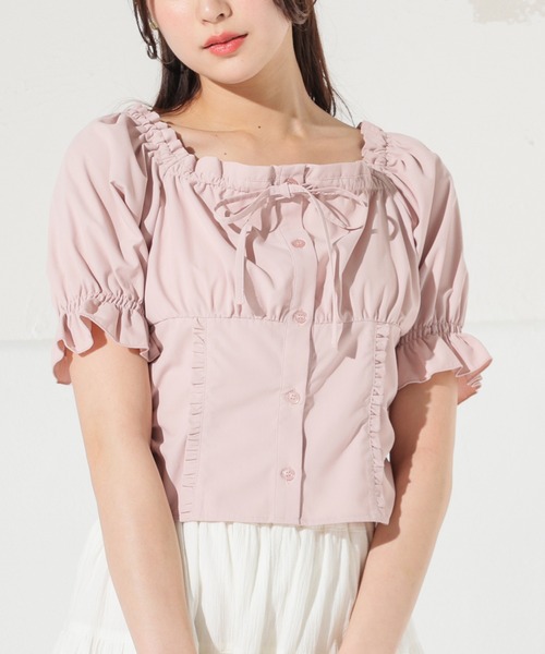 Honeys（ハニーズ）の「オフショル２ｗａｙブラウス（シャツ/ブラウス・レディース・ピンク/アイボリー系1/カーキ/ホワイト系その他2・S/M/L）」の4枚目の写真