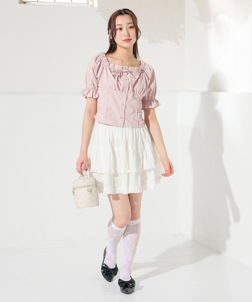 Honeys（ハニーズ）の「オフショル２ｗａｙブラウス（シャツ/ブラウス・レディース・ピンク/アイボリー系1/カーキ/ホワイト系その他2・S/M/L）」の6枚目の写真