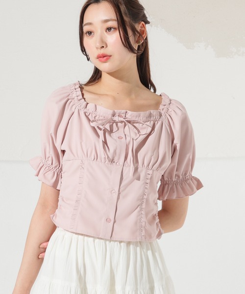 Honeys（ハニーズ）の「オフショル２ｗａｙブラウス（シャツ/ブラウス・レディース・ピンク/アイボリー系1/カーキ/ホワイト系その他2・S/M/L）」の7枚目の写真