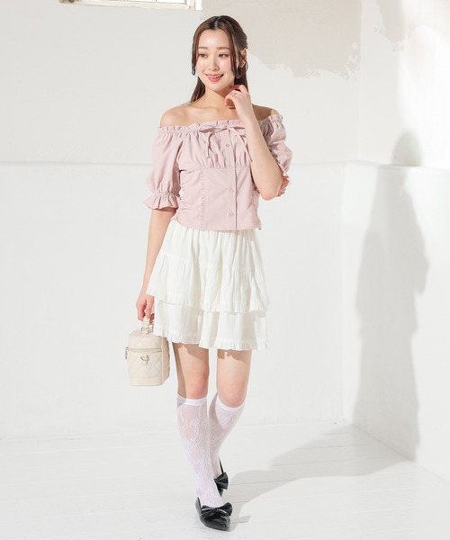 Honeys（ハニーズ）の「オフショル２ｗａｙブラウス（シャツ/ブラウス・レディース・ピンク/アイボリー系1/カーキ/ホワイト系その他2・S/M/L）」の8枚目の写真