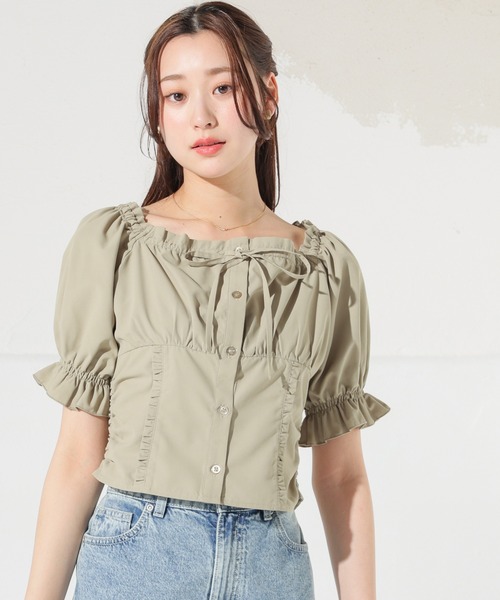 Honeys（ハニーズ）の「オフショル２ｗａｙブラウス（シャツ/ブラウス・レディース・ピンク/アイボリー系1/カーキ/ホワイト系その他2・S/M/L）」の12枚目の写真