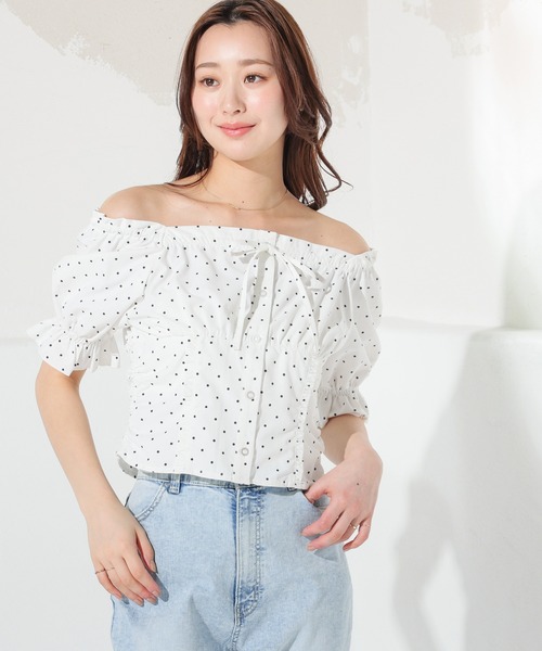 Honeys（ハニーズ）の「オフショル２ｗａｙブラウス（シャツ/ブラウス・レディース・ピンク/アイボリー系1/カーキ/ホワイト系その他2・S/M/L）」の20枚目の写真